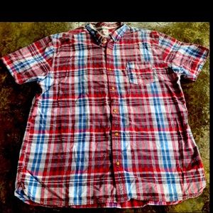 Levis Mens Button Up Shirt XXL Multicolored Plaid Short Sleeve Shirt